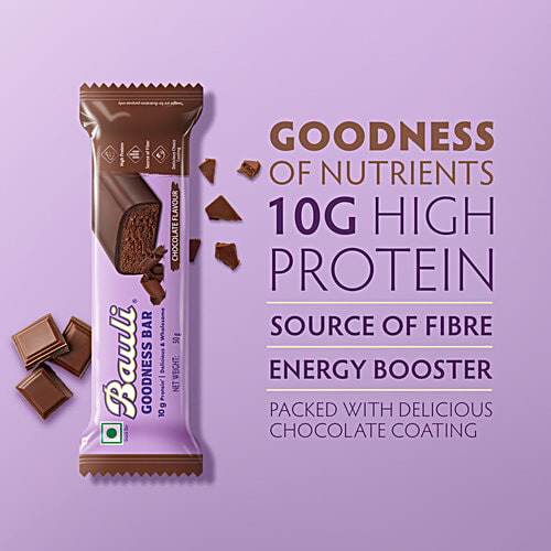 Bauli Goodness Bar - Chocolate Flavour, 50 g High Protein Source
Delicious & Wholesome