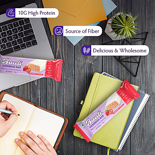 Bauli Goodness Bar - Strawberry Flavour, 50 g  High Protein Source of Fibre
 Delicious & Wholesome