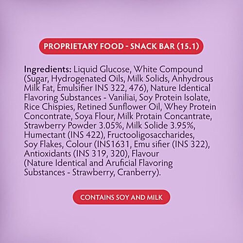 Bauli Goodness Bar - Strawberry Flavour, 50 g  High Protein Source of Fibre
 Delicious & Wholesome