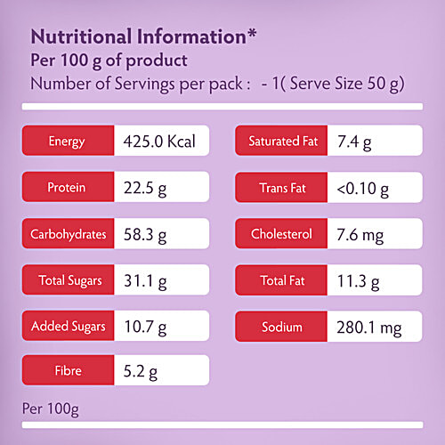 Bauli Goodness Bar - Strawberry Flavour, 50 g  High Protein Source of Fibre
 Delicious & Wholesome