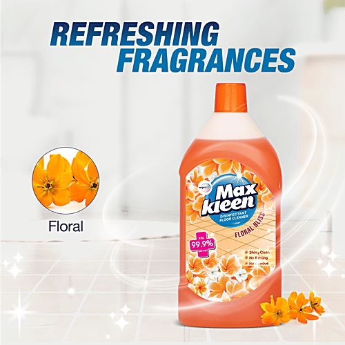 Maxkleen Floral Bliss Disinfectant Floor Cleaner, 1.25 L Shiny Clean, No Rinsing, No Residue