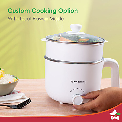 Wonderchef Luxe Multi Cook Kettle - 600W, Ivory, 1.2 L 2 Years Warranty, Dual Power Modes, Quick Boiling, Automatic Shut-Off, Overheat Protection, Boil-Dry Protection
