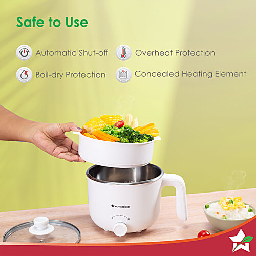 Wonderchef Luxe Multi Cook Kettle - 600W, Ivory, 1.2 L 2 Years Warranty, Dual Power Modes, Quick Boiling, Automatic Shut-Off, Overheat Protection, Boil-Dry Protection