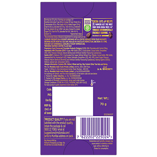 Cadbury Dairy Milk Silk Desserts Walnut Brownie Chocolate Bar, 70 g Premium Chocolate Bar, Perfect Gift for Any Occasion, Sustainably Sourced Cocoa