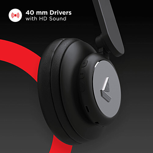 boAt Rockerz 450 Wireless Headphones Upto 15 Hours Playback, 40 MM Drivers, Padded Ear Cushions, Integrated Controls & Dual Modes - Luscious Black, 1 pc  