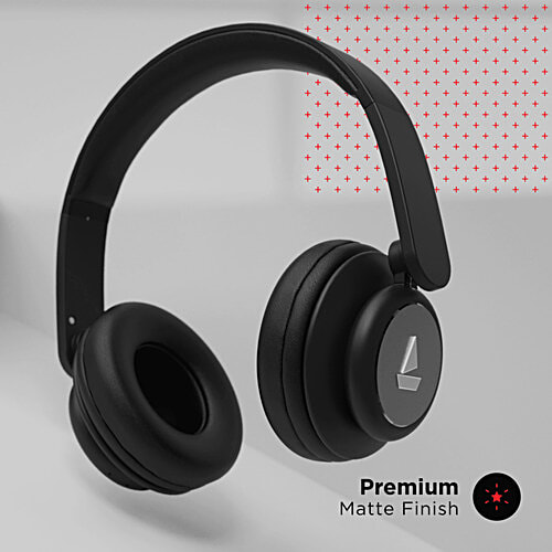 boAt Rockerz 450 Wireless Headphones Upto 15 Hours Playback, 40 MM Drivers, Padded Ear Cushions, Integrated Controls & Dual Modes - Luscious Black, 1 pc  