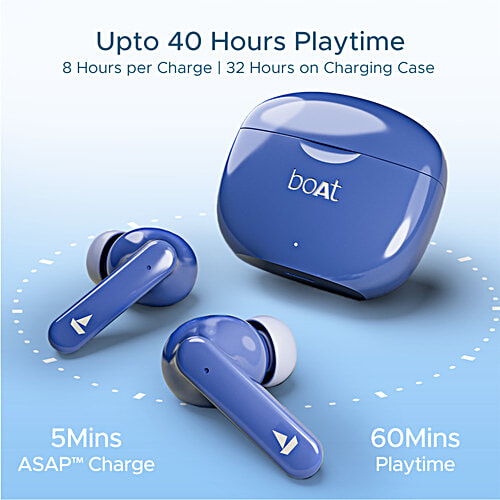 boAt Airdopes 120 Wireless Earbuds 40 hrs Playtime, Beast Mode, IWP, ASAP Charge, IPX4 & Bluetooth v5.3 - Dawn Blue, 1 pc  