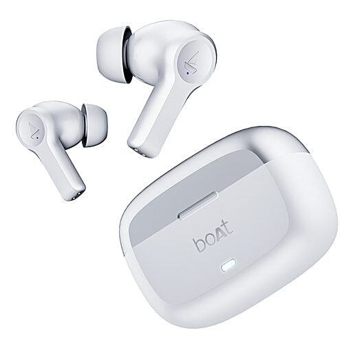 boAt Airdopes Flex 454 Wireless Earbuds With Active Noise Cancellation ANC Smart Features, ANC, 60 Hrs Playback - Zinc White, 1 pc Low Latency, Quad Mics, Multi Point Connectivity, ASAP Charge, Adaptive EQ