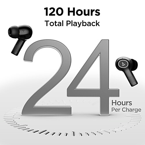 boAt Nirvana Ion TWS Earbuds 120 Hrs Playback 24hrs/Charge, Crystal Bionic Sound With Dual EQ Modes - Charcoal Black, 1 pc  Quad Mics ENx™ Technology, Low Latency 60ms, In Ear Detection