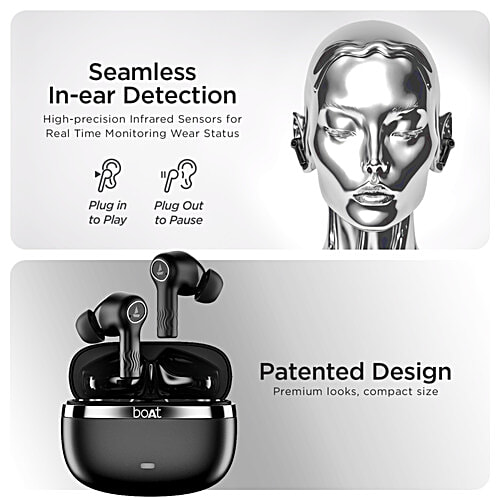 boAt Nirvana Ion TWS Earbuds 120 Hrs Playback 24hrs/Charge, Crystal Bionic Sound With Dual EQ Modes - Charcoal Black, 1 pc  Quad Mics ENx™ Technology, Low Latency 60ms, In Ear Detection
