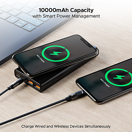 boAt EnergyShroom Power Bank PB310 Wireless Pro 15W Wireless Charging, Smart IC Protection - Black, 1 pc  2 Way 22.5 W Wired Fast Charging, 10000 mAh Capacity