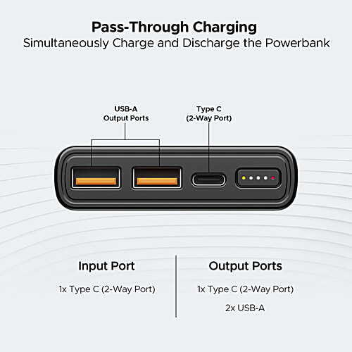 boAt EnergyShroom Power Bank PB310 Wireless Pro 15W Wireless Charging, Smart IC Protection - Black, 1 pc  2 Way 22.5 W Wired Fast Charging, 10000 mAh Capacity