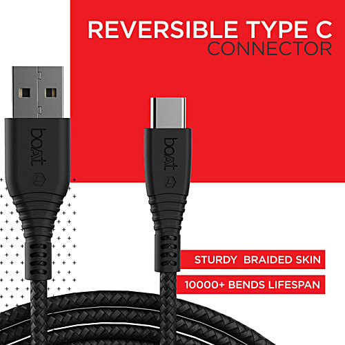 boAt Type A To C Cable - 1.5 m, With 3A Rapid Charging & 480 Mbps Data Transmission, Black, 1 pc  Type C Cable, A325