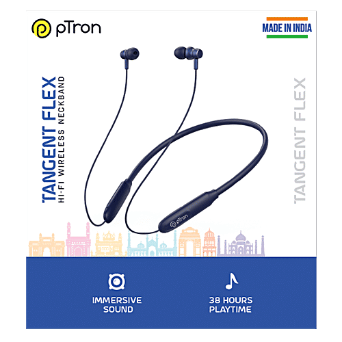 pTron Tangent Flex Wireless Neckband - With HD Mic, 38Hrs Playtime, Deep Bass & Dual Device Pairing, Green, 1 pc