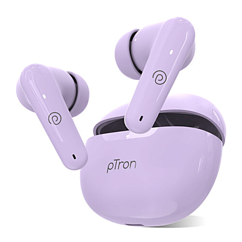 pTron Basspods Mojo TWS Earbuds - 34hrs Playtime, Clear Calls, Immersive Sound & Voice Assist, Lilac, 1 pc  
