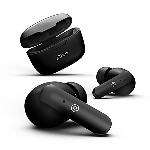 pTron Bassbuds Duo TWS Earbuds - With Stereo Calls, 32H Playtime, Stereo Sound & Type C Charging, Black, 1 pc