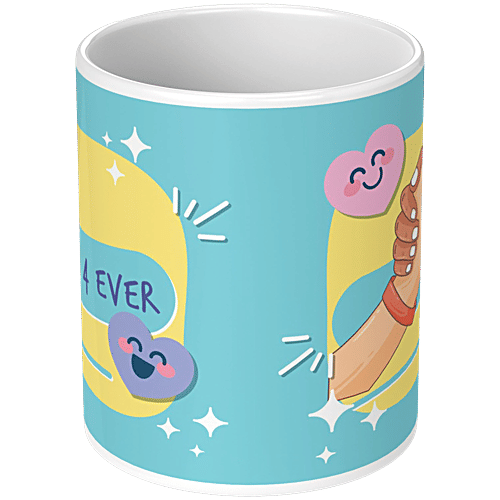 Pearlfiesta Friends 4 Ever Printed Coffee Mug For Friendship Day - Microwave Safe, Ceramic, 330 ml Tea Coffee Mug