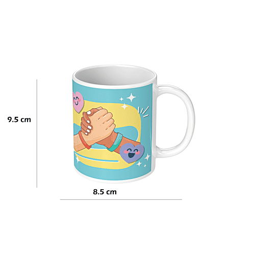 Pearlfiesta Friends 4 Ever Printed Coffee Mug For Friendship Day - Microwave Safe, Ceramic, 330 ml Tea Coffee Mug