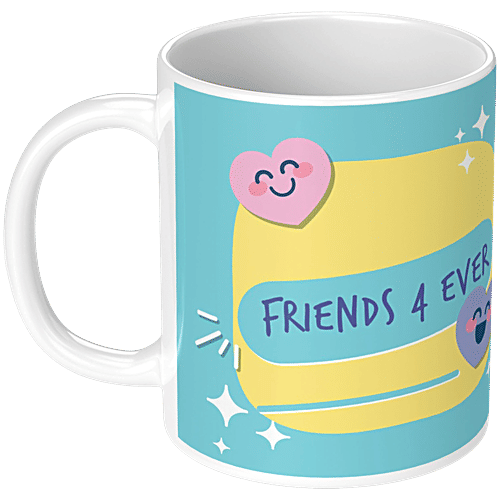 Pearlfiesta Friends 4 Ever Printed Coffee Mug For Friendship Day - Microwave Safe, Ceramic, 330 ml Tea Coffee Mug