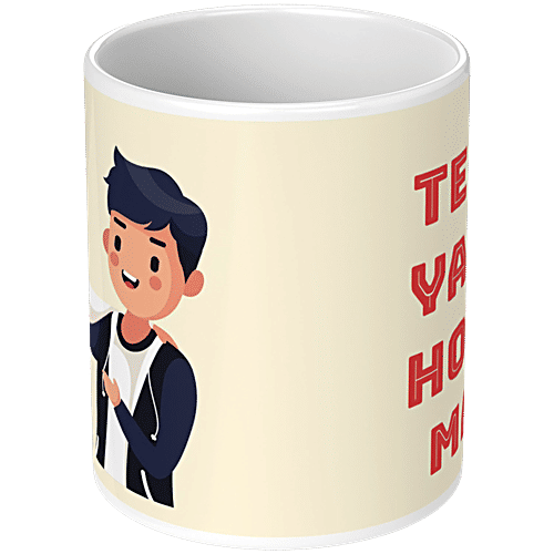 Pearlfiesta Tera Yaar Hoon Main Printed Coffee Mug for Friendship Day - Microwave Safe, Ceramic, 330 ml  Tea Coffee Mug