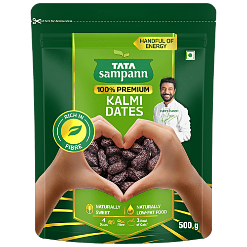 Tata Sampann Premium Kalmi Dates/Khajoor, 500 g  Naturally Sweet, Low-Fat Food, Rich in Fibre