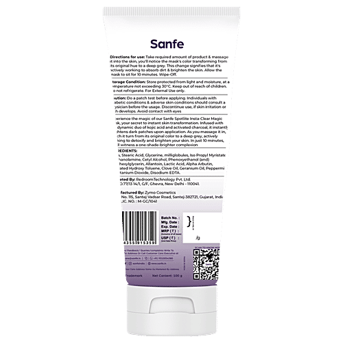 Sanfe Instant Spotlite Mask For Dark Underarm, Neck & Body, 2.5% Kojic Acid & 3.1% Glycolic Acid, 100 g  