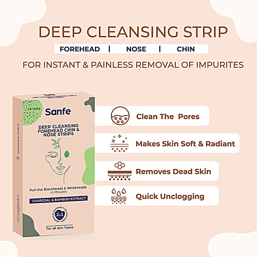 Sanfe Beauty Deep Cleansing Forehead Chin & Nose Strips Pack For Women & Men To Remove Blackheads, 18 pcs