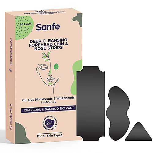 Sanfe Beauty Deep Cleansing Forehead Chin & Nose Strips Pack For Women & Men To Remove Blackheads, 18 pcs