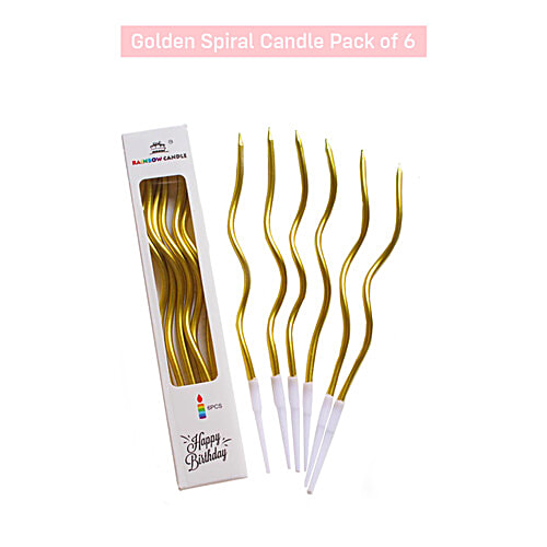 Party Propz Spiral Candles Metallic Golden, 6 pcs  Golden Spiral Candle
 Unique Design