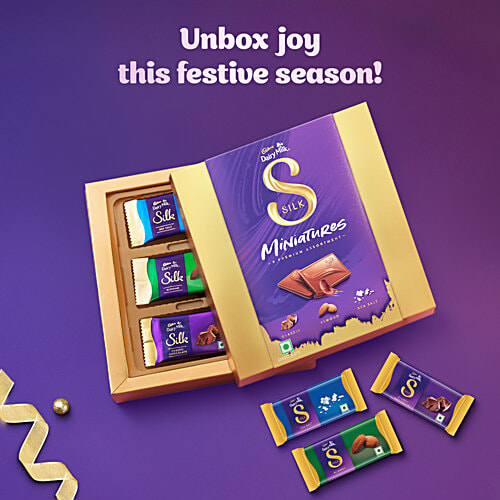 Cadbury Dairy Milk Silk Miniatures Premium Assorted Chocolate Gift Pack, 90 g (9 x 10 g) 3 Delectable Flavours, Premium Chocolate Collection, Perfect for Gifting on Special Occasions
