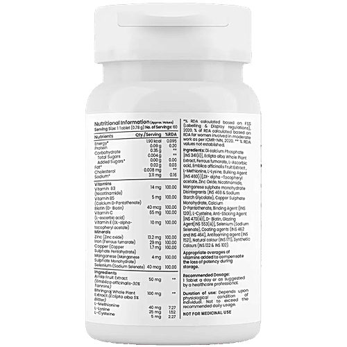 Tata 1mg Biotin + Advanced Tablet For Healthy & Strong Hair, Skin, Nails, 60 pcs  