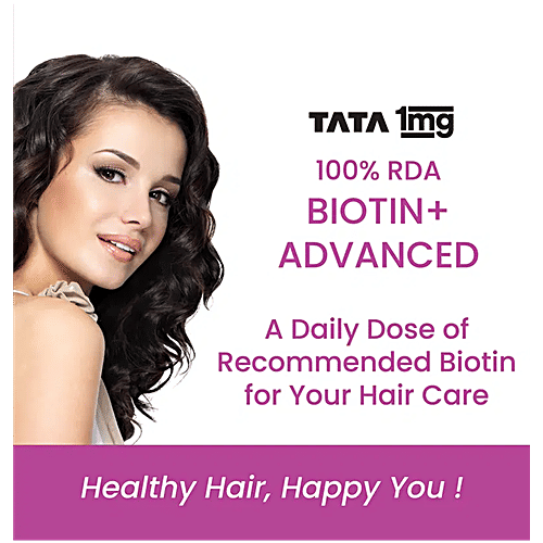 Tata 1mg Biotin + Advanced Tablet For Healthy & Strong Hair, Skin, Nails, 60 pcs  