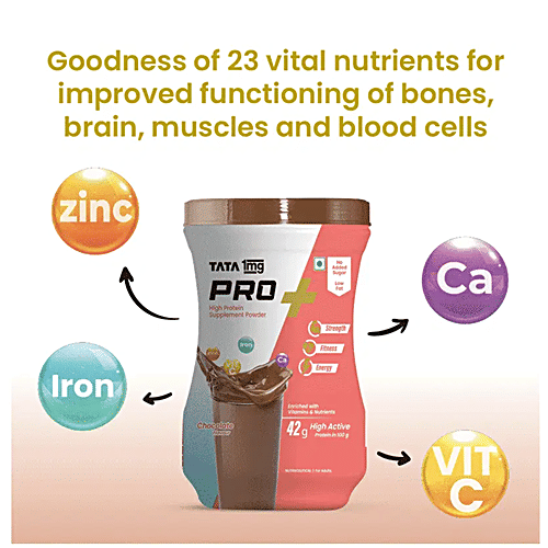 Tata 1mg Protein Pro+ - Chocolate, 400 g  High Protein Supplement Powder