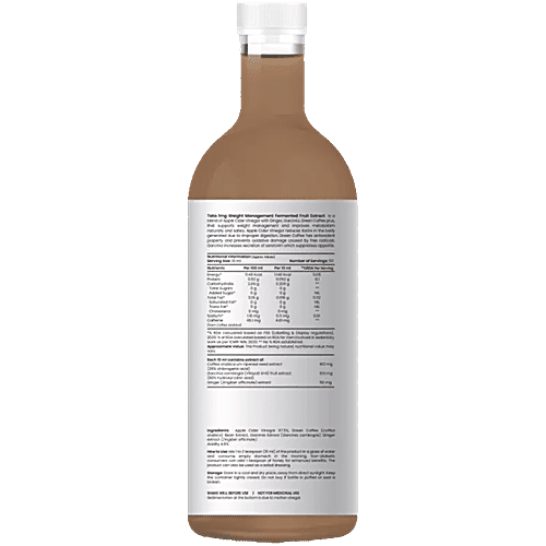 Tata 1mg Weight Management Juice With Green Coffee, Garcinia, Ginger, & Apple Cider Vinegar, 500 ml  Fermented Fruit Extract