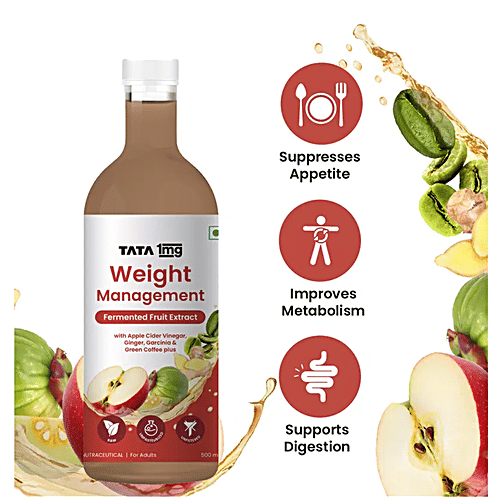 Tata 1mg Weight Management Juice With Green Coffee, Garcinia, Ginger, & Apple Cider Vinegar, 500 ml  Fermented Fruit Extract