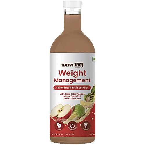 Tata 1mg Weight Management Juice With Green Coffee, Garcinia, Ginger, & Apple Cider Vinegar, 500 ml  Fermented Fruit Extract