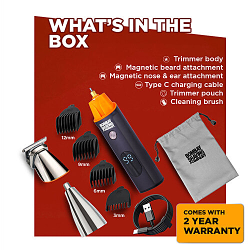 Bombay Shaving Company Premium Multigroomer, 1 pc Beard, Body, Nose & Ears Attachments, Multi Length Setting Combs, IPX6 Waterproof