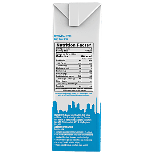 The Brooklyn Creamery High Protein Milk, 200 ml Carton Contains 12 g Protein, Naturally Nutritious, No Added Sugar, Dairy Based Drink, Source Of Protein & Calcium