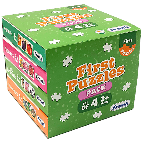 Frank Combo Puzzle For 3-Year-Old Kids & Above - Vegetables, Flowers, Wild Animals & Dinosaurs, 1 pc (4 Puzzles x Set of 3 each) Vegetables, Flowers, Wild Animals & Dinosaurs
 Play and Learn Technique