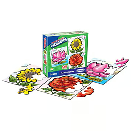 Frank Combo Puzzle For 3-Year-Old Kids & Above - Vegetables, Flowers, Wild Animals & Dinosaurs, 1 pc (4 Puzzles x Set of 3 each) Vegetables, Flowers, Wild Animals & Dinosaurs
 Play and Learn Technique