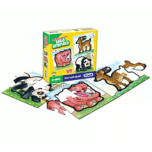 Frank Combo Puzzle For 3-Year-Old Kids & Above - Vegetables, Flowers, Wild Animals & Dinosaurs, 1 pc (4 Puzzles x Set of 3 each) Vegetables, Flowers, Wild Animals & Dinosaurs
 Play and Learn Technique