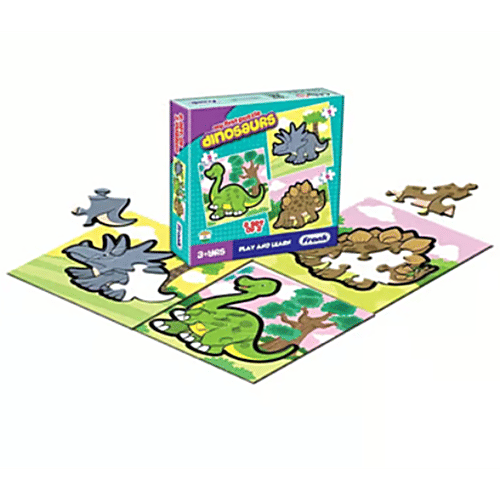 Frank Combo Puzzle For 3-Year-Old Kids & Above - Vegetables, Flowers, Wild Animals & Dinosaurs, 1 pc (4 Puzzles x Set of 3 each) Vegetables, Flowers, Wild Animals & Dinosaurs
 Play and Learn Technique