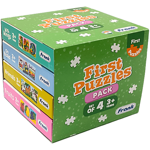 Frank Combo Puzzle For 3-Year-Old Kids & Above - With Wings, On Road, Animals & Fruits, 1 pc (4 Puzzles x Set of 3 each) Fun Learning
 Develops Motor Skills
