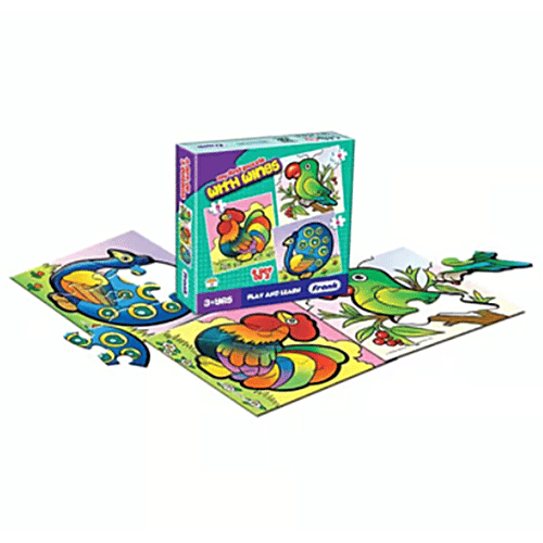 Frank Combo Puzzle For 3-Year-Old Kids & Above - With Wings, On Road, Animals & Fruits, 1 pc (4 Puzzles x Set of 3 each) Fun Learning
 Develops Motor Skills