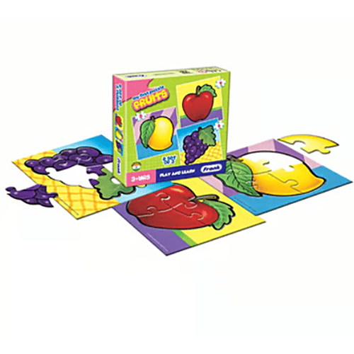 Frank Combo Puzzle For 3-Year-Old Kids & Above - With Wings, On Road, Animals & Fruits, 1 pc (4 Puzzles x Set of 3 each) Fun Learning
 Develops Motor Skills