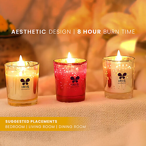 Iris Fragranced Shot Glass Candle - Trio, 120 g (3 x 40 g each) 