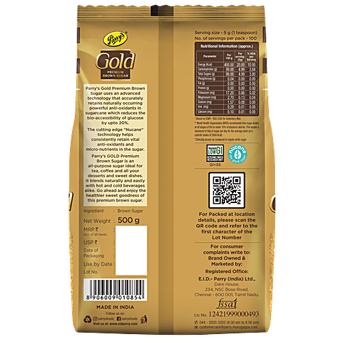 Parry's Gold Premium Brown Sugar, 500 g  Contains Antioxidants, Helps Control Blood Sugar Spike
