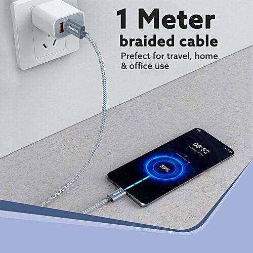 Agaro Type C To Type C 3A 60 W Fast Charging Cable - 1.2 m, Data Sync, Black, 1 pc