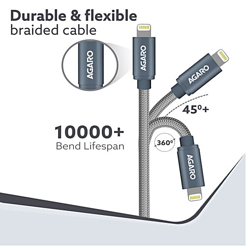 Agaro Type C To 8 Pin Lightning Cable - For Apple Devices, 1 m, 2.4 A, Grey, 1 pc
