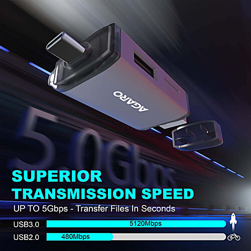 Agaro USB A/Micro USB & Type C Multiple Card Reader - USB 3.0 and Micro USB OTG Memory Card Adapter, Portable 1 Slot For TF, SD, Micro SD, SDXC, SDHC, MMC, RS MMC, Micro SDXC, 1 pc  